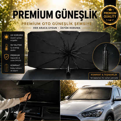 Premium Güneşlik | Araç Ön Cam Güneş Şemsiyesi